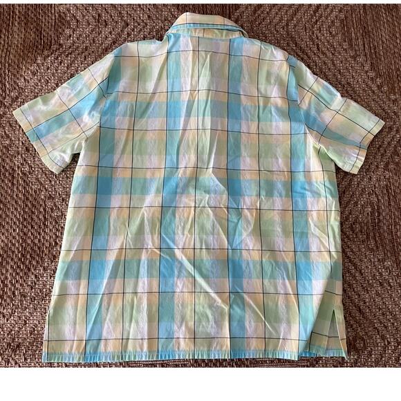 ALFRED DUNNER Sz 12 P Yellow Green and Blue Plaid Button Up blouse - Picture 4 of 7